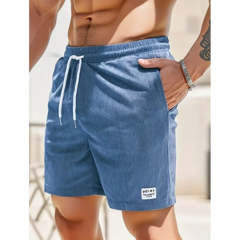 Sommer Herren Cord-Sweatpants Lässige Shorts Herren Strandshorts Basketball Kurze Hosen Einfarbig Etikett Sportbekleidung Herren
