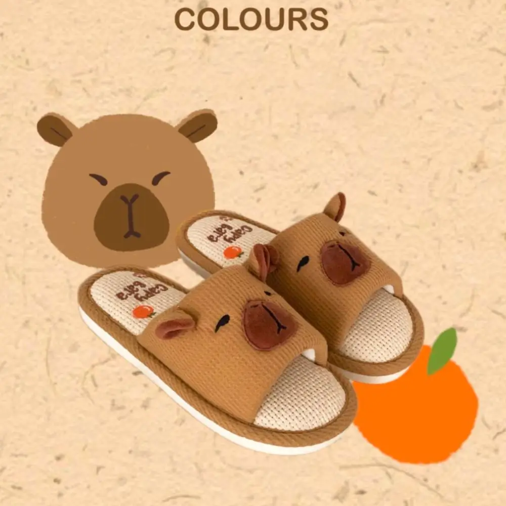 جميل لينة الدافئة كابيبارا النعال ملابس المنزل أحذية كابيبارا كتان النعال الكرتون المضادة للانزلاق الشتاء كابيبارا الشرائح النساء