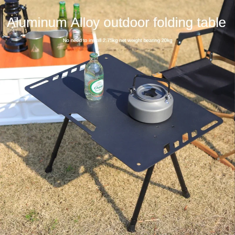 

Portable Outdoor Camping Aluminum Alloy Lightweight Foldable Tactical Table Storage Rack Blackened Wind Picnic Table