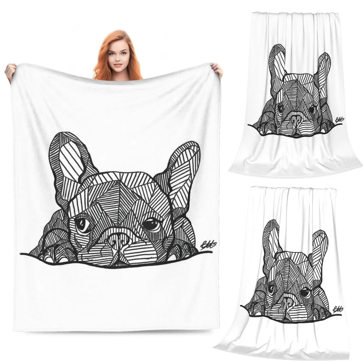 

French Bulldog Puppy Blankets Fleece Sofa Throw Blanket Breathable Throw Blankets for Home Bedroom Office Throws Bedspread Quilt
