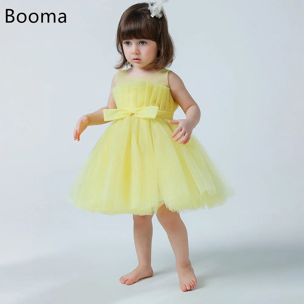 

Booma Tulle A-Line Yellow Flowers Girl Dresses Wedding Party Dress for Kids Girls Prom Gowns Flowers Customized 2025
