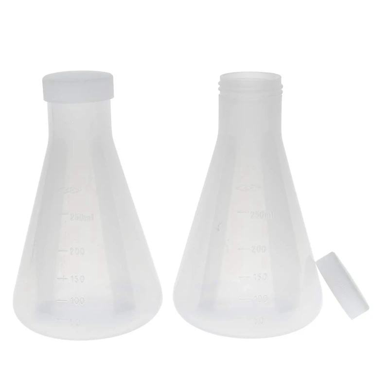 Flcopropriété Erlenmeyer conique en plastique gradué de laboratoire, Ghable, mur optique lisse, 20 HI de 250Ml