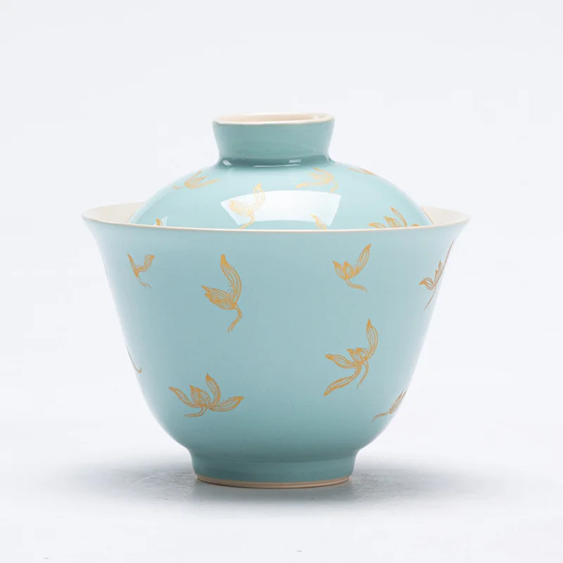 

Светло-зеленый позолоченный керамический гаваньский осенняя вода, орхидея, набор кунг-фу, 8 г, каменный чай, основная миска для заваривания