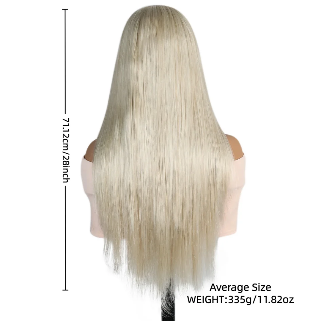 28 inch gradient high gloss lace front synthetic wig, adjustable drawstring cap, high-density, party and holiday style
