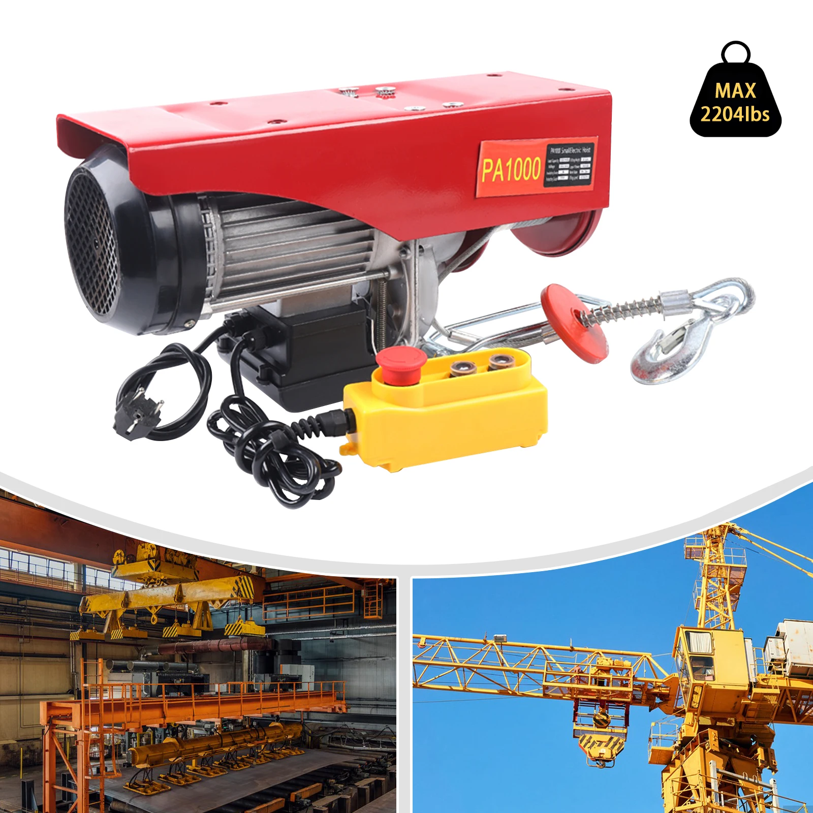 1600 W elektrische Seilwinde, Motorwinde, 500/1000 kg, elektrische Drahtseilwinde für Factory Dock
