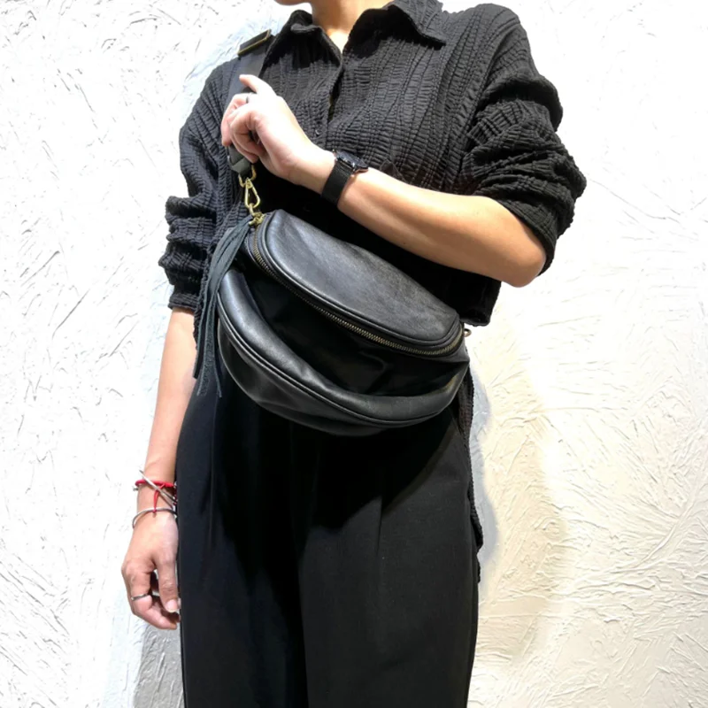 Genuine Leather Women Bag, Handcrafted Top-Grain Cowhide Saddle Bag, Chest Bag Single-Shoulder Crossbody for Both Men and Women