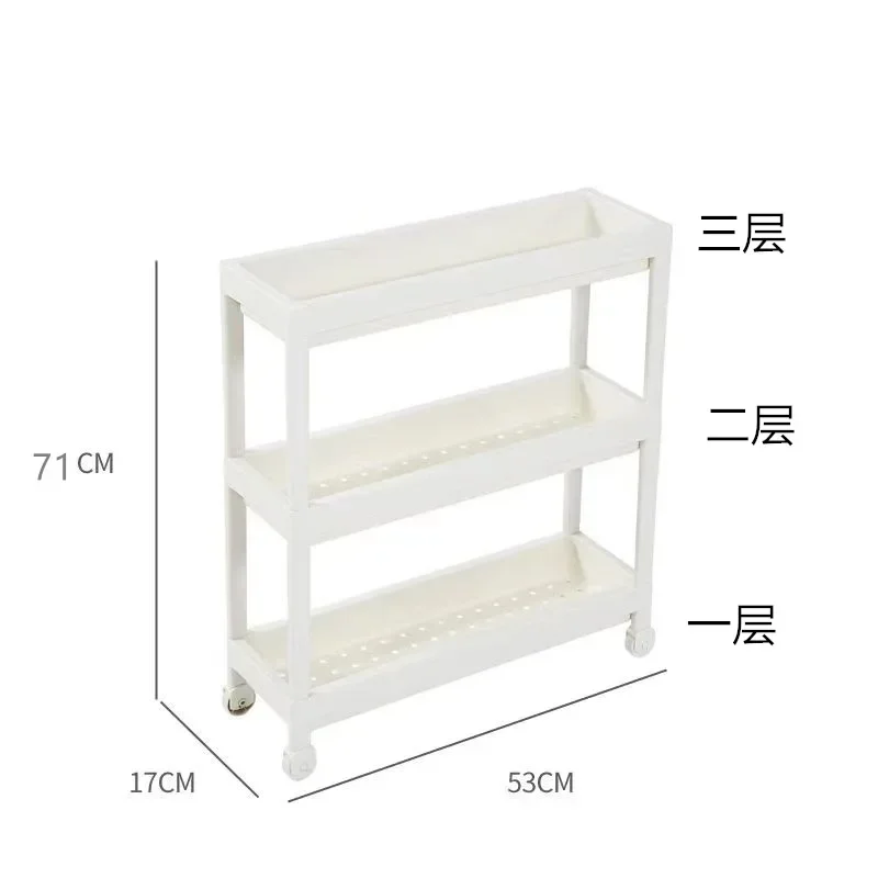 Simple Floor-to-ceiling Multi-layer Shelf, Kitchen Clamp Storage Organizer, Bathroom Crack Rack with Wheels，Tall Storage Shelf