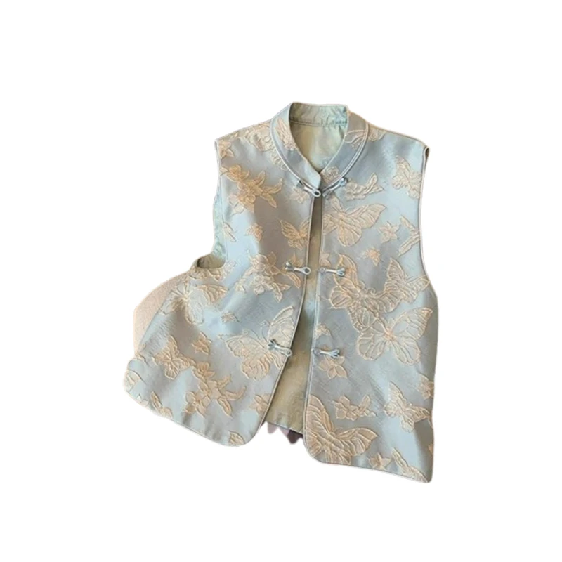 Floral Embroidered Vest Women Retro Chinese Vintage Ethinic Style Sleeveless Tops Oversized