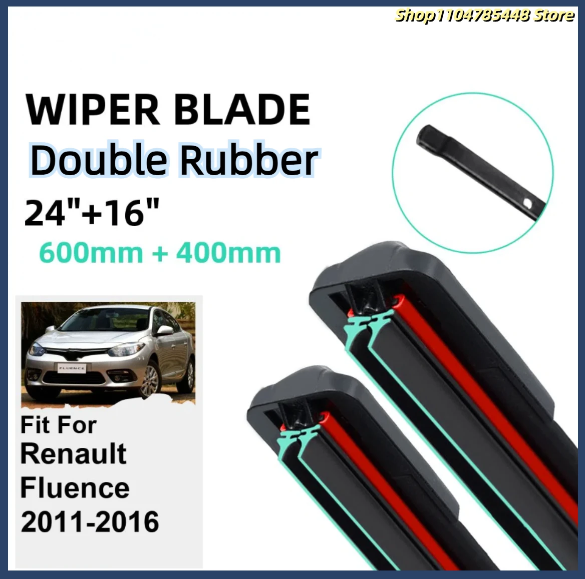 

Double Rubber Car Wiper Blades for Renault Fluence 2011-2016 Front Windscreen Windshield Rubber Car Accessories 2014 2015 2016
