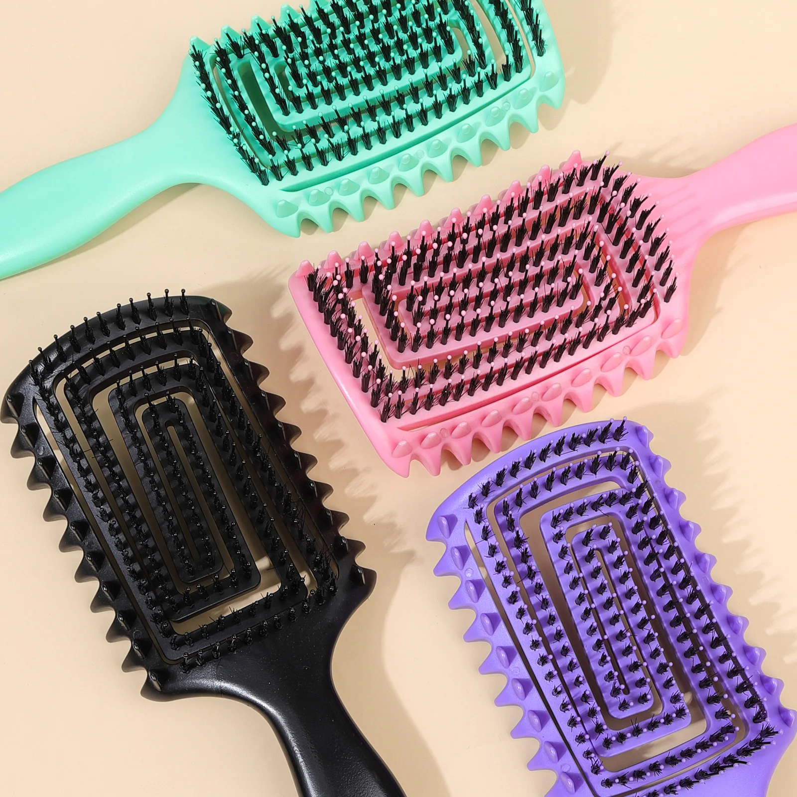 

1 шт., массажные расчески, салонная щетка для влажных волос, женские парикмахерские инструменты для укладки, парикмахерские инструменты, антистатические отшелушивающие расчески