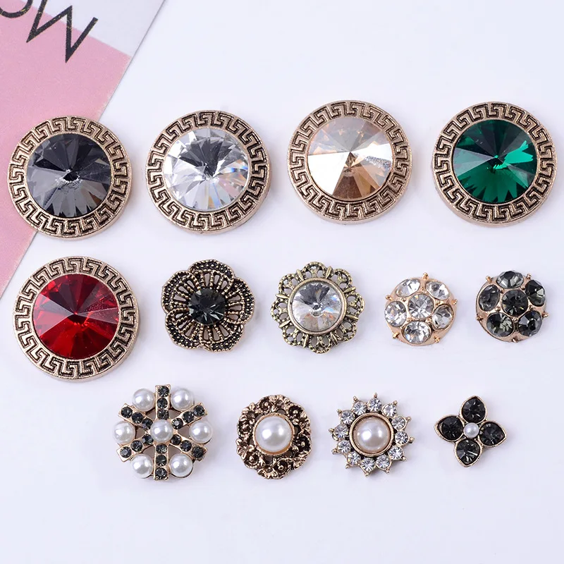 

100Pcs set alloy inlaid crystal pearl small flower heart sunflower DIY jewelry clothing bag hair accessories material wholesale