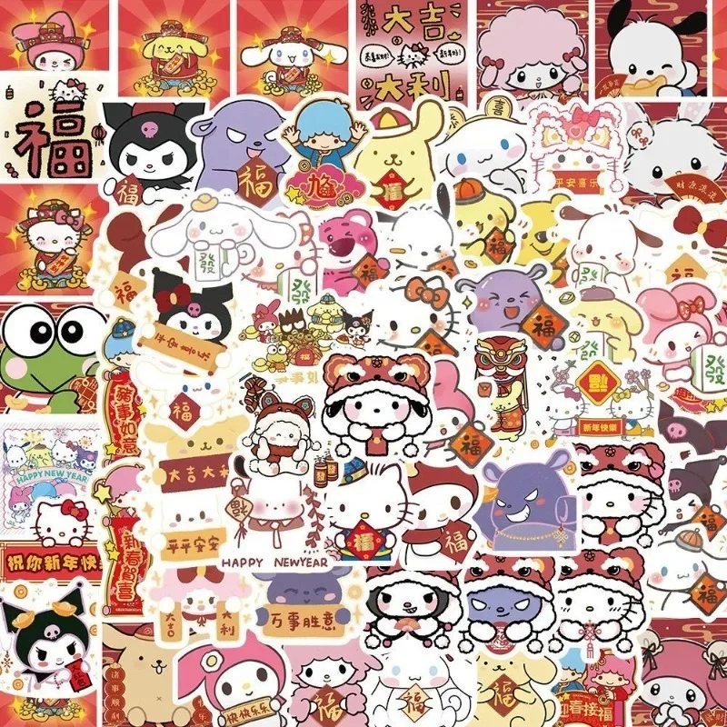 67Pcs/Set Sanrio Series Kawaii Kuromi High Quality My Melody Sticker Cute Cinnamoroll Sticker DIY Hand Account New Year Sticker