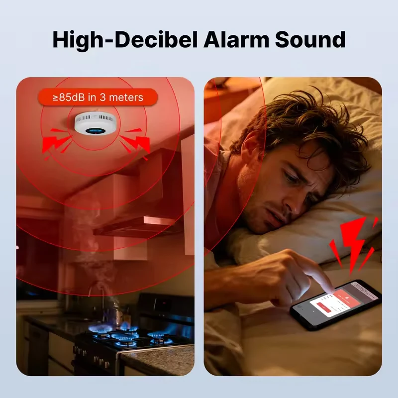 MOES Tuya ZigBee Smoke and Carbon Monoxide Detector 2-in-1 Smart CO Gas Alarm 85dB Siren Home Security App Remote Monitor Sensor view 3