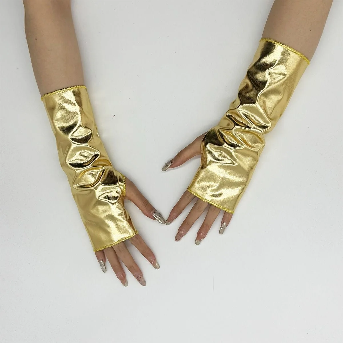 Cyberpunk Trendy Techwear  Silver/ Black/Golden/Red  Casual  Gloves Y2k Fashion Hand Diy Cosplay Accessory view 5
