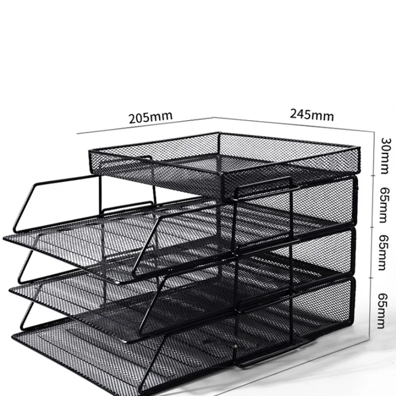 Imagem -05 - Multilayer Metal Mesh Office Desk Organizer Basket Empilhável File Storage Rack Faça Você Mesmo Combination Storage Shelf