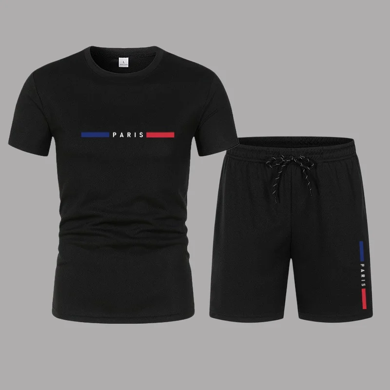 Summer Fashion Trend Leisure Sports Men's Set T-shirt casual sports two-piece set trendy men's short