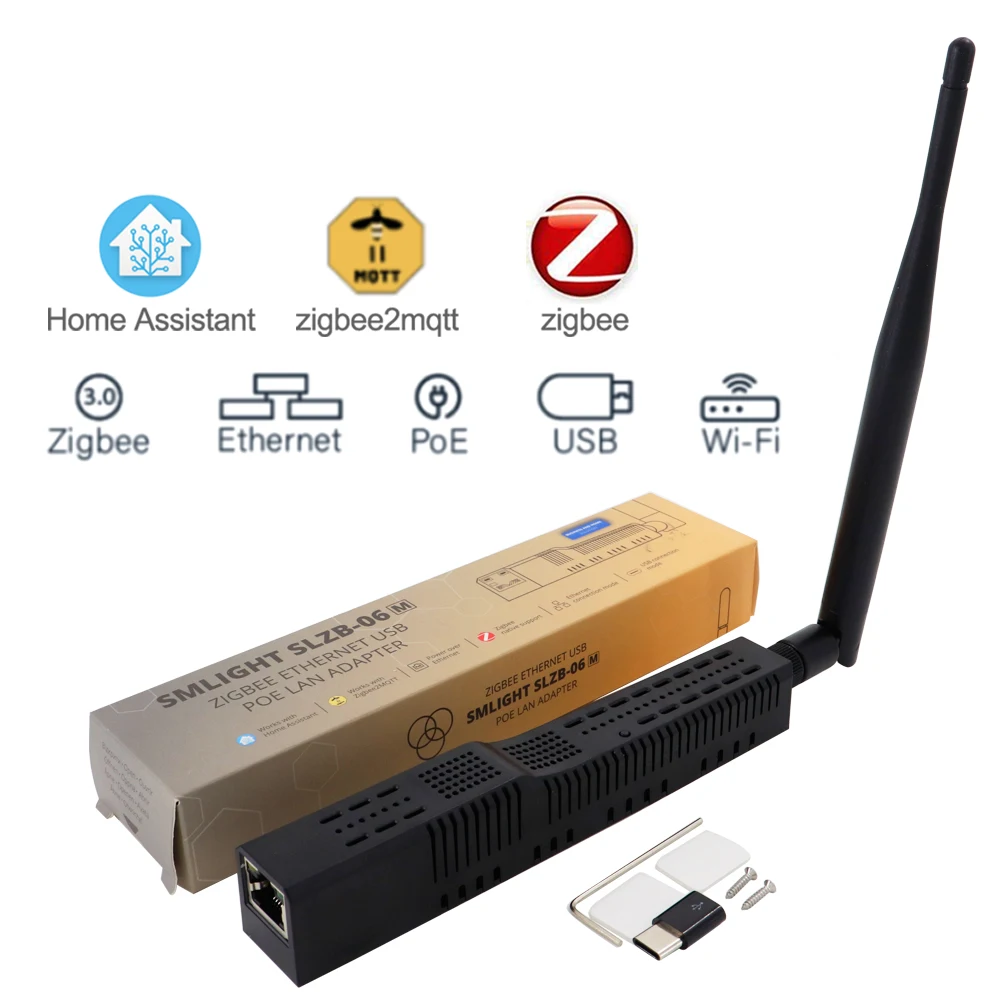 SMLIGHT SLZB-06 Zigbee 3.0 ke Ethernet WiFi gateway,USB, pelacak dengan PoE, bekerja dengan Zigbee2MQTT, asisten rumah, ZHA