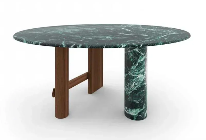 X style  Italian natural marble round dining table Modern simple French stone dining table