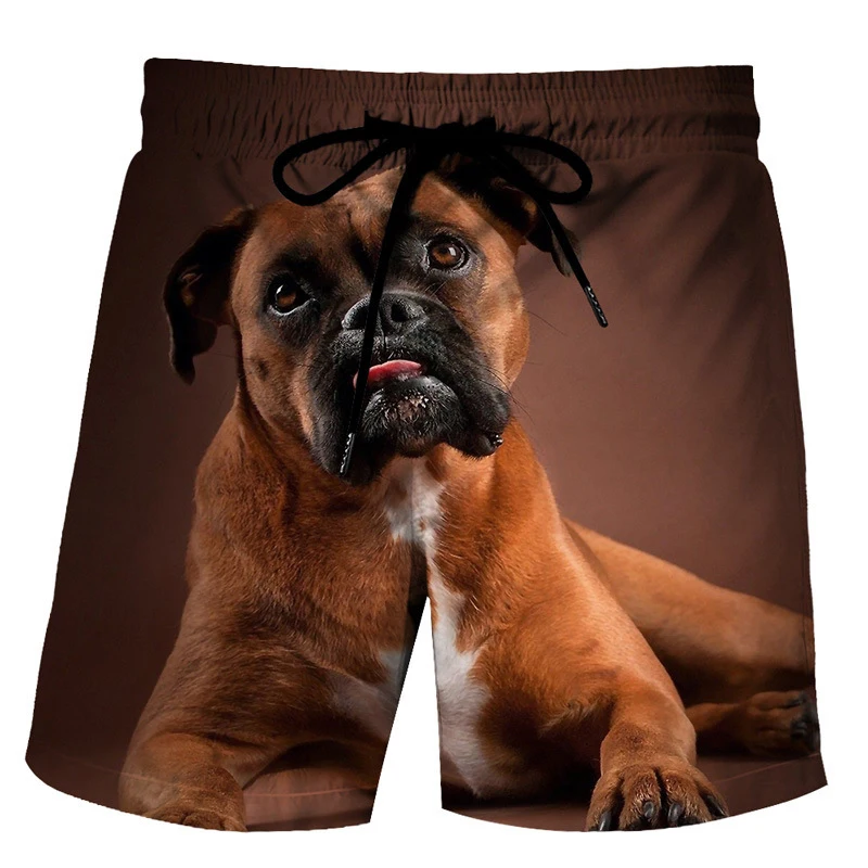 Cute Pug Dog Hawaiian Beach Shorts Animals Pets 3D Print Men Casual Surfing Board Shorts Oversized Swimwear Trunks Kids Clothing