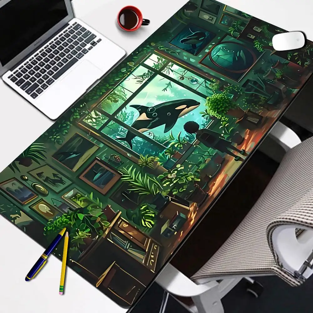 Extra Large Whale & Boy Gaming Mouse Pad New Computer Office Table Mats XXL HD Rubber Anti-slip Keyboard Mousepads Long Desk Mat