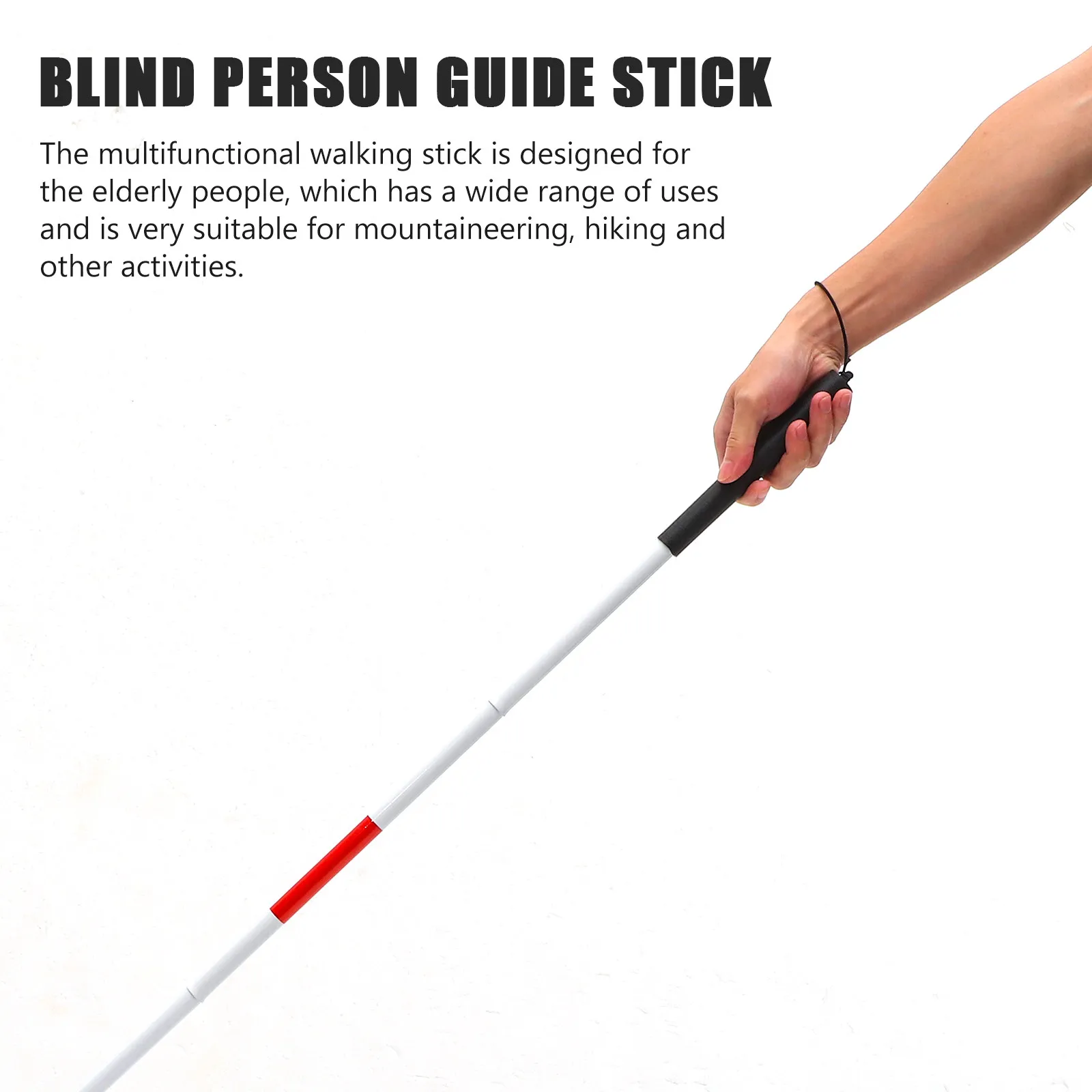 Blind Guide Walking Stick Telescopic Adjustable Non Slip Walking Cane Portable Support for Blind Persons Hiking