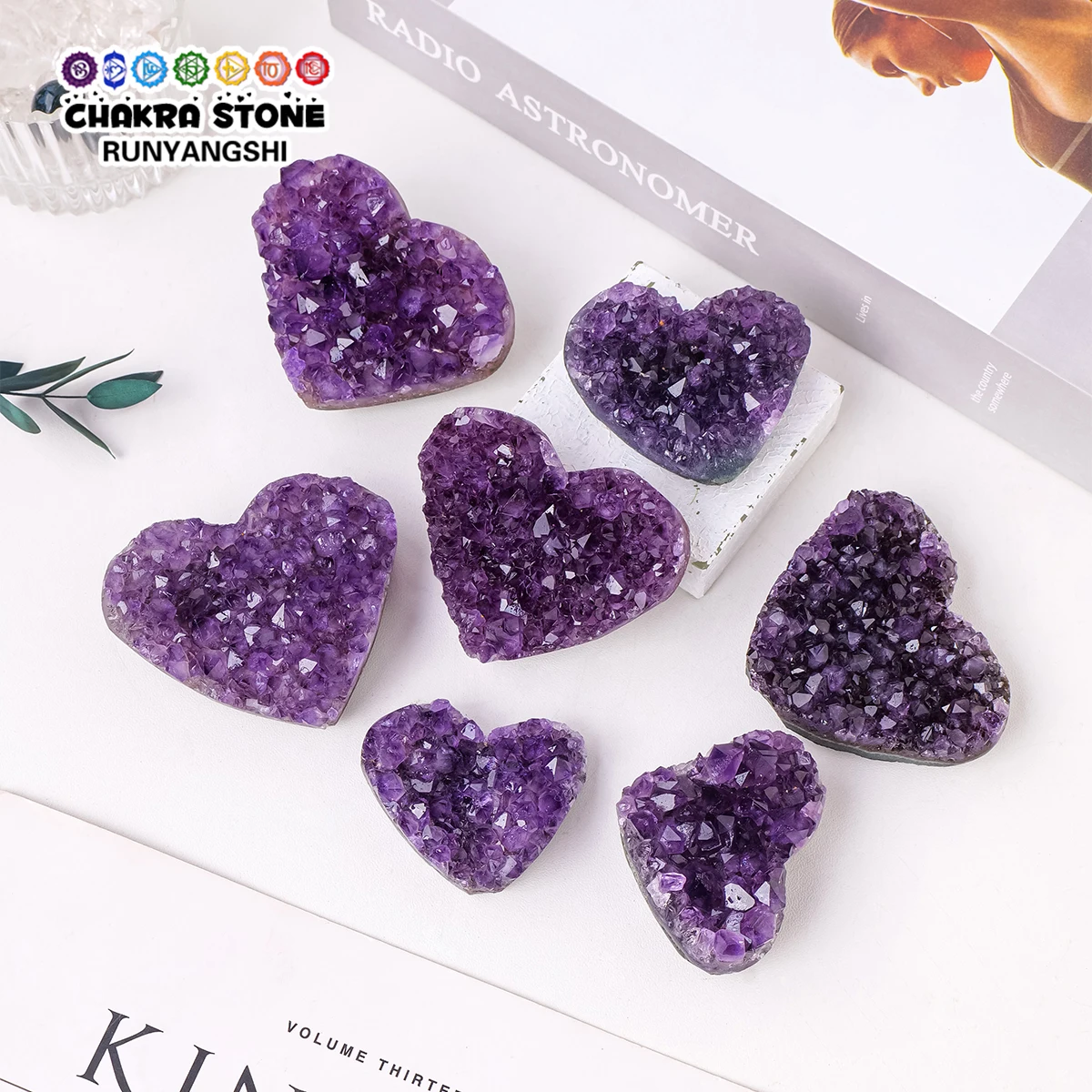 1PC Natural Crystal Stone Amethyst Cluster Heart Love Home Decor Energy Gemstone Healing Divination Ornaments