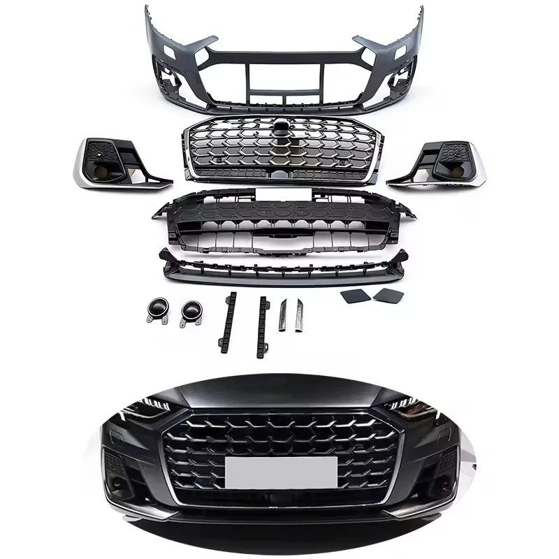 

Car19-23 A8 Facelift S8 Style Front Bumper Kits Auto A8 S8 Body Kits With Grille for A8 S8 D5 2019 2020 2021 2022 2023