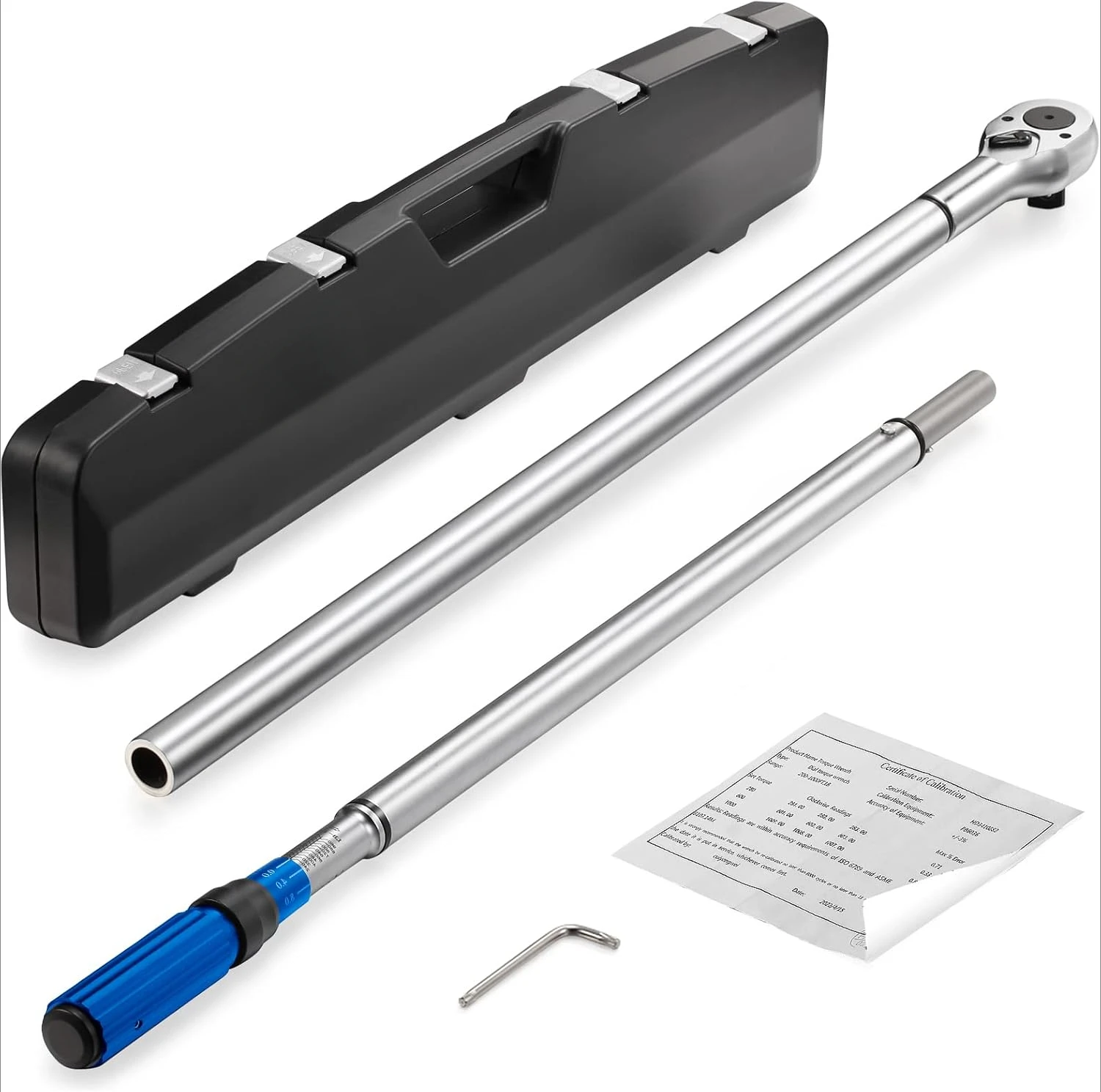 

1-Inch Drive Click Torque Wrench, Dual-Scale Adjustable Torque Wrench Set with a Hex Key 200-1000ft.lb