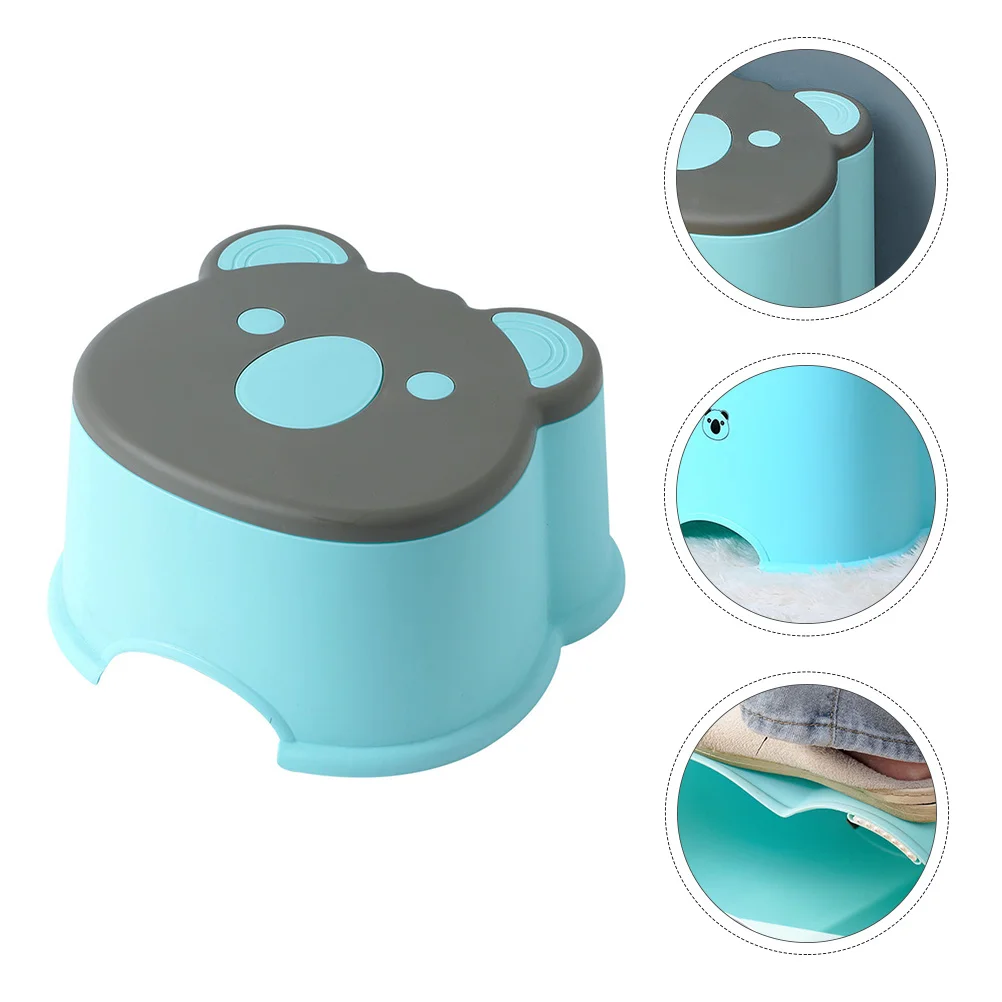 1Pcs Cartoon Blue Small Stool Anti-Skid Footstool Seat Non-Slip Plastic Bench Cartoon Stool Small Bench