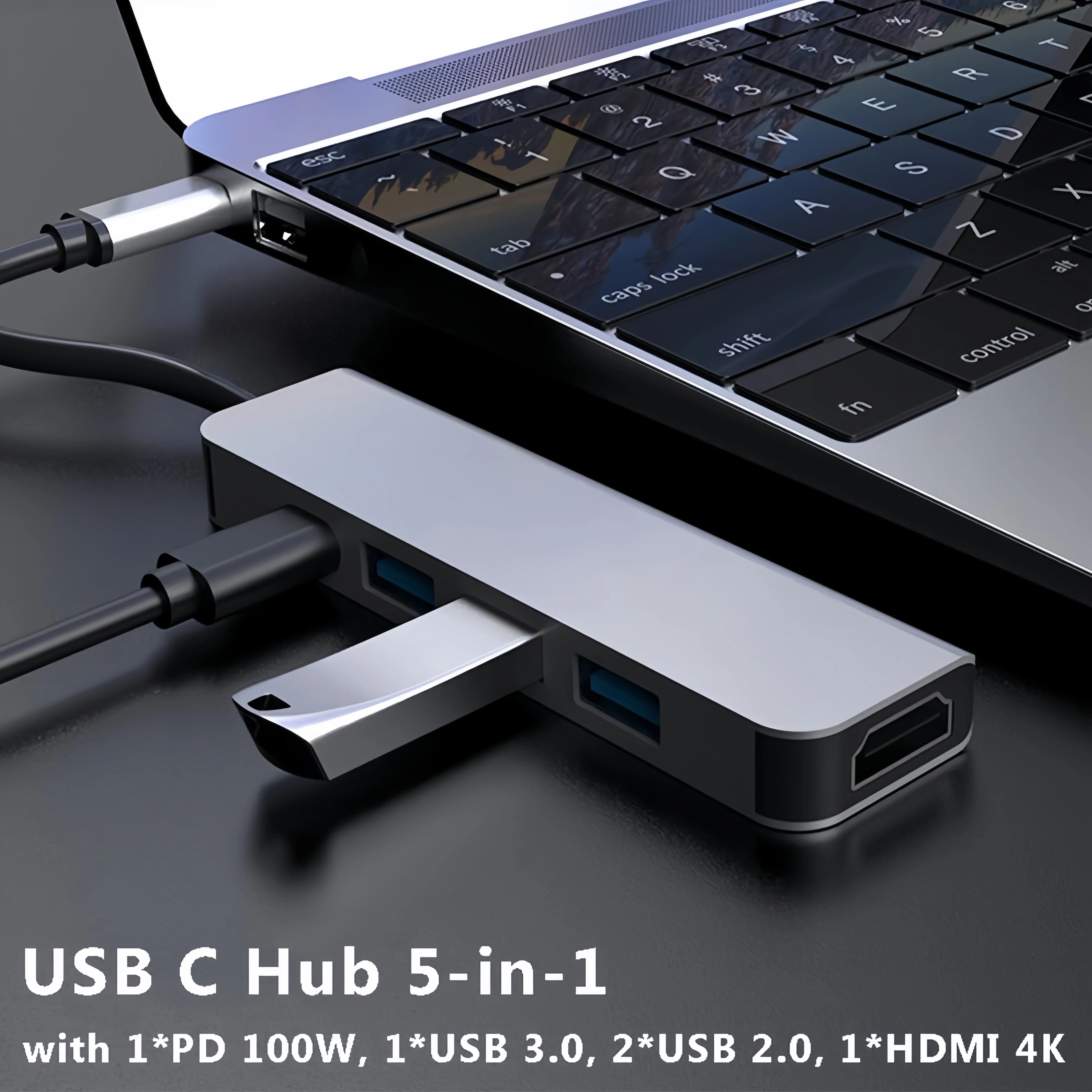 Adaptateur HDMI Hub USB C 5 en 1, 10 pièces, avec HDMI 4K, 3 USB 3.0, USB-C PD, charge rapide pour MacBook Pro/Air, Dell XPS