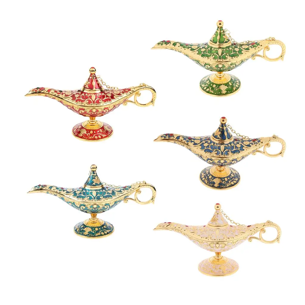 Collectable Aladdins Lamp Jewelry Holder Decorative Zinc Alloy Table Decoration for Home and Gift