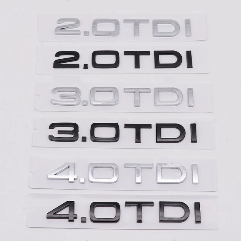 

ABS Car 2.0 3.0 4.0 TDI Letter Logo Trunk Fender Badge Emblem Decals Styling Sticker For Audi A6 Q5 Q7 SQ5 SQ7 A4 A3 B6 B7 B8 B9