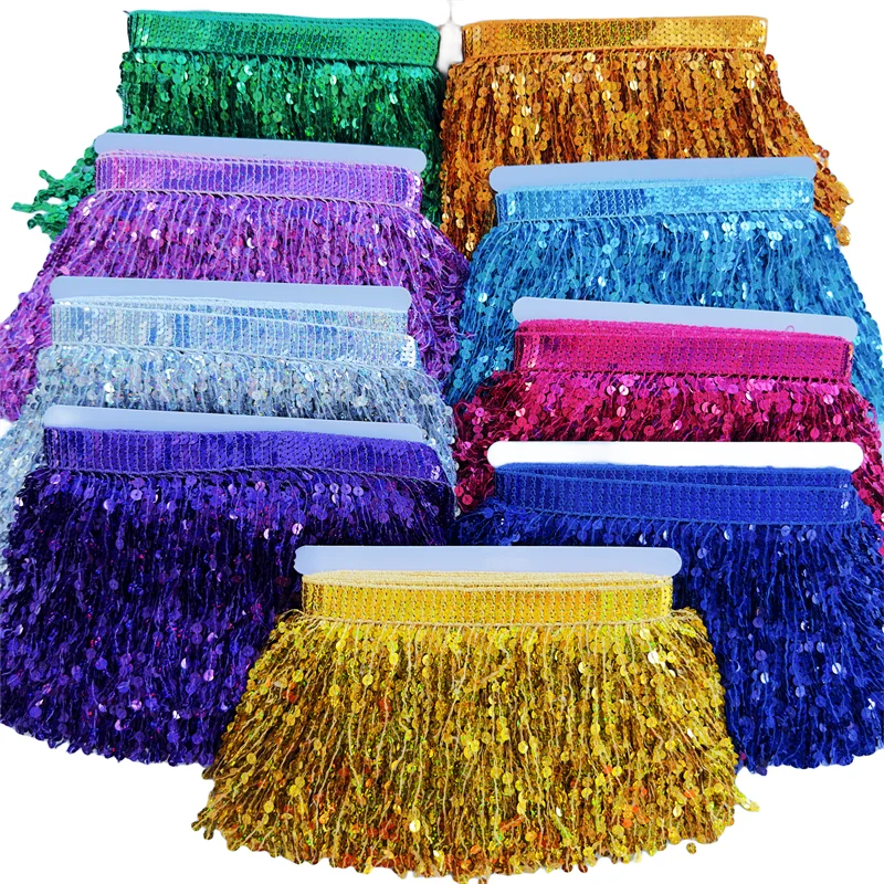 

10 Yards Sequin Fringe Tassels Trim Lace Ribbon 15cm Wide Clothing Dress Decoration Accessories DIY Apparel Sewing Supplies Home