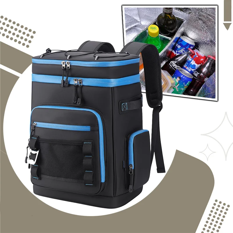 屋外防水断熱クーラーバックパック男性-女性用漏れ防止クーラーバックパックキャンプビーチ釣りピクニック旅行用