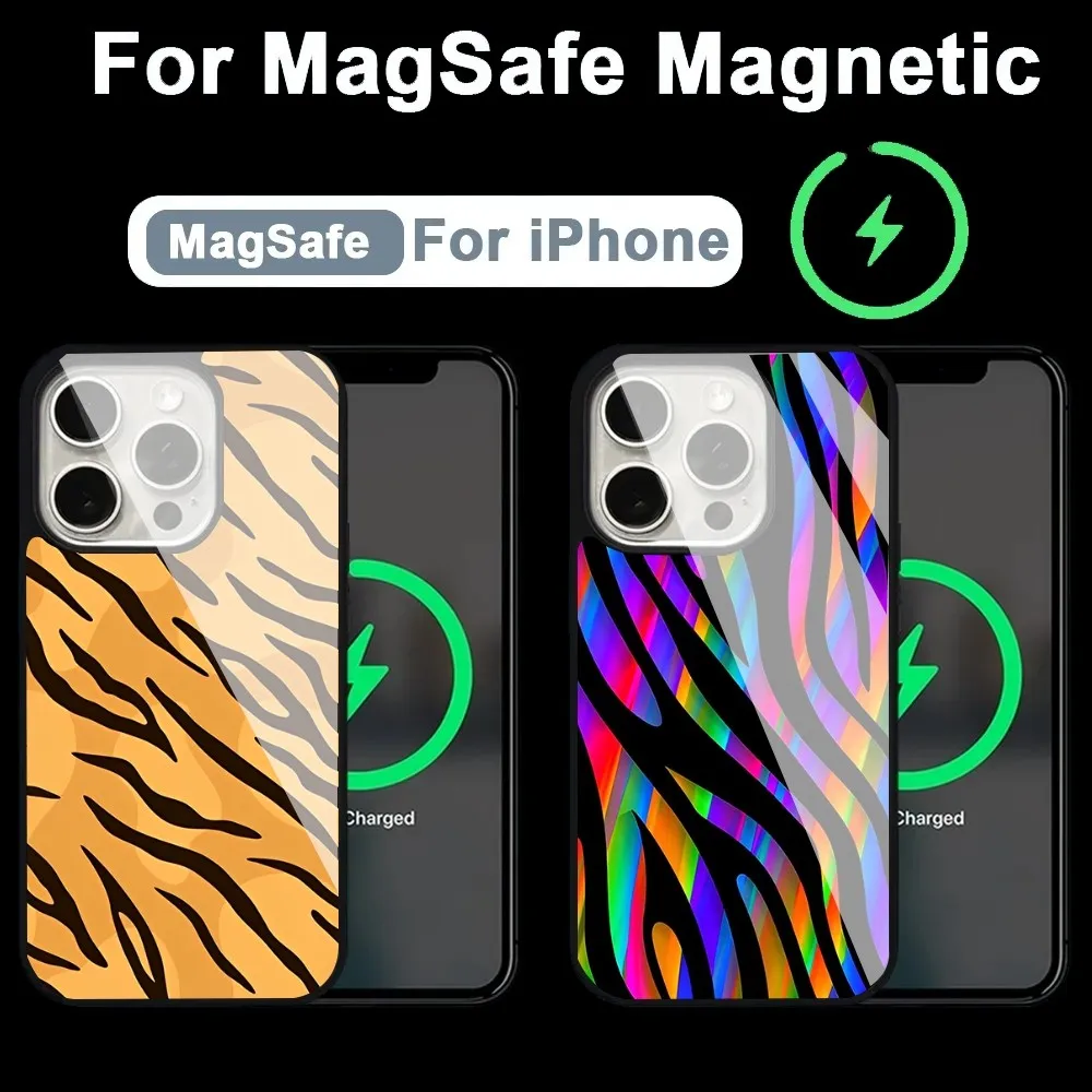 

Color Zebra Skin Pattern Phone Case Alex Mirror For Magsafe Wireless Charging Caver For IPhone 13 14 15 Pro Max 11 12 Mini