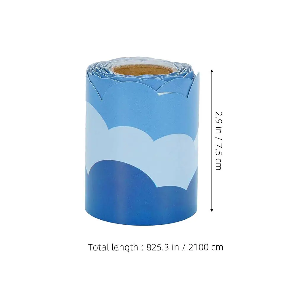 Blue Sky Bulletin Board Borders Die Cut Trim 7.5cmx21m Self Adhesive Classroom Blackboard Office Wall Decoration Clouds