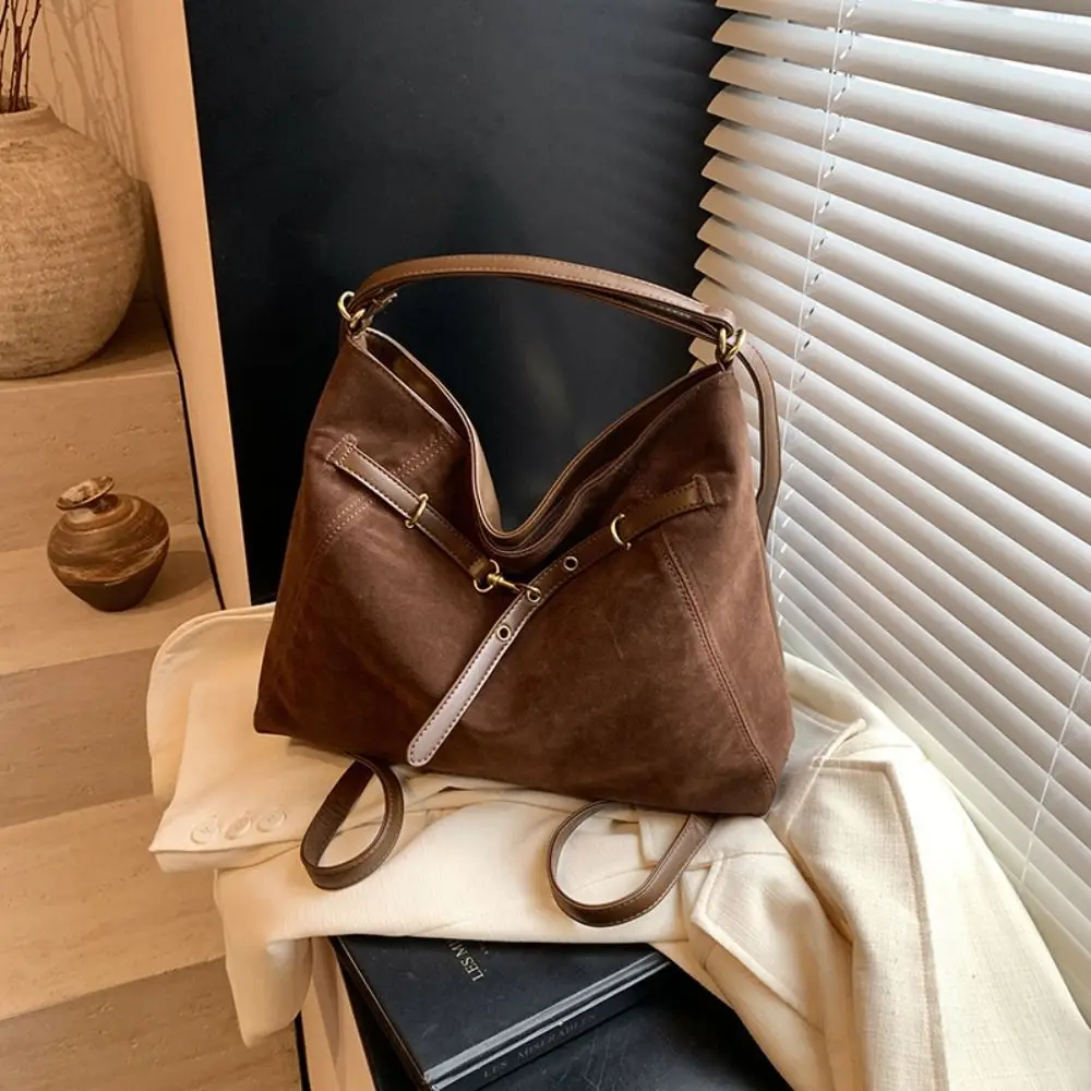 

Trendy Large Capacity Suede Shoulder Bag Solid Color Fashion Ladies Crossbody Bag Korean Style Handbag Tote Bag Shopping