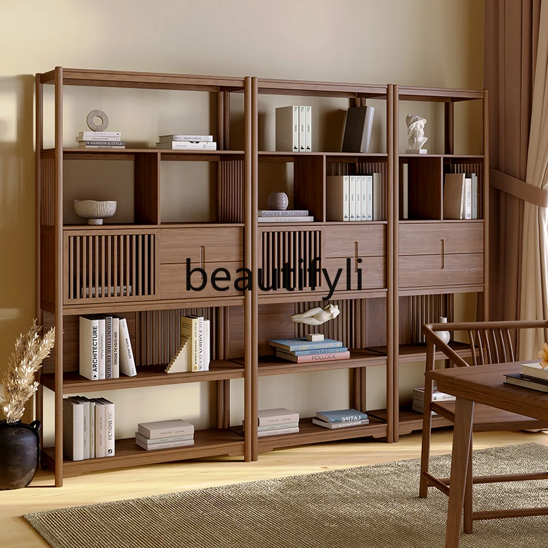 

Bogu shelf solid wood new Chinese tea room antique bookshelf display cabinet living room tea cabinet