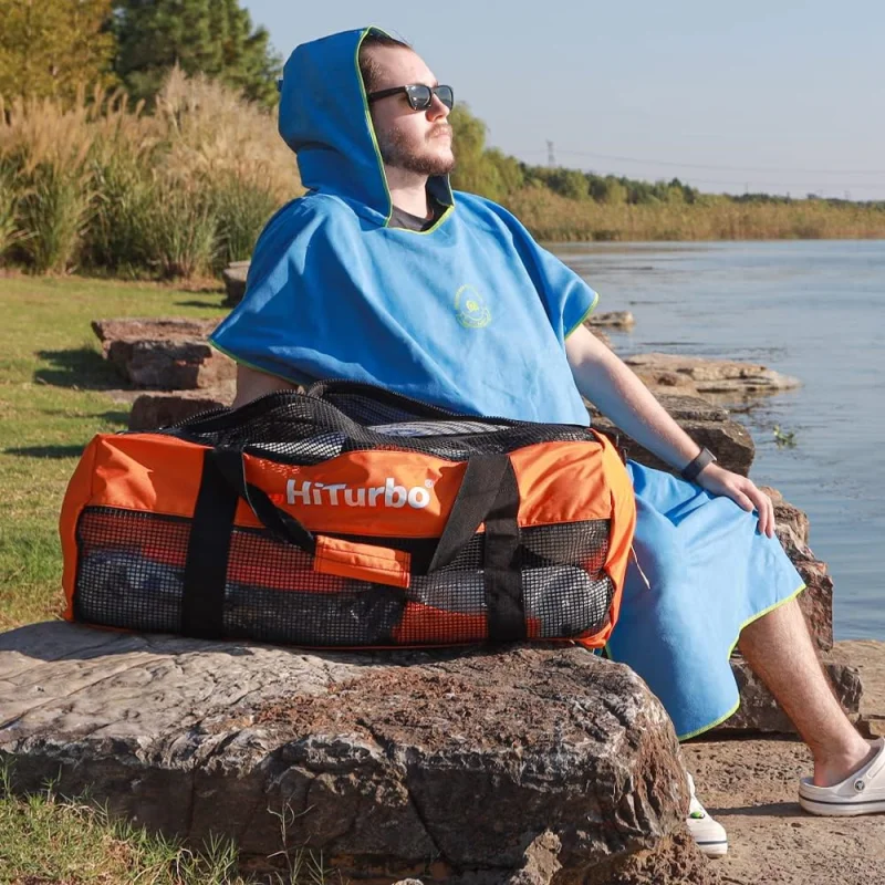 Bolsa de lona de malla de buceo de gran tamaño, equipo de playa de viaje, equipaje para surf y esnórquel