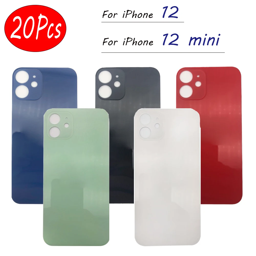 

20Pcs，NEW Big Hole For iPhone 12 mini Battery Back Cover Glass Rear Door Replacement Housing Case STICKER Adhesive For iPhone 12