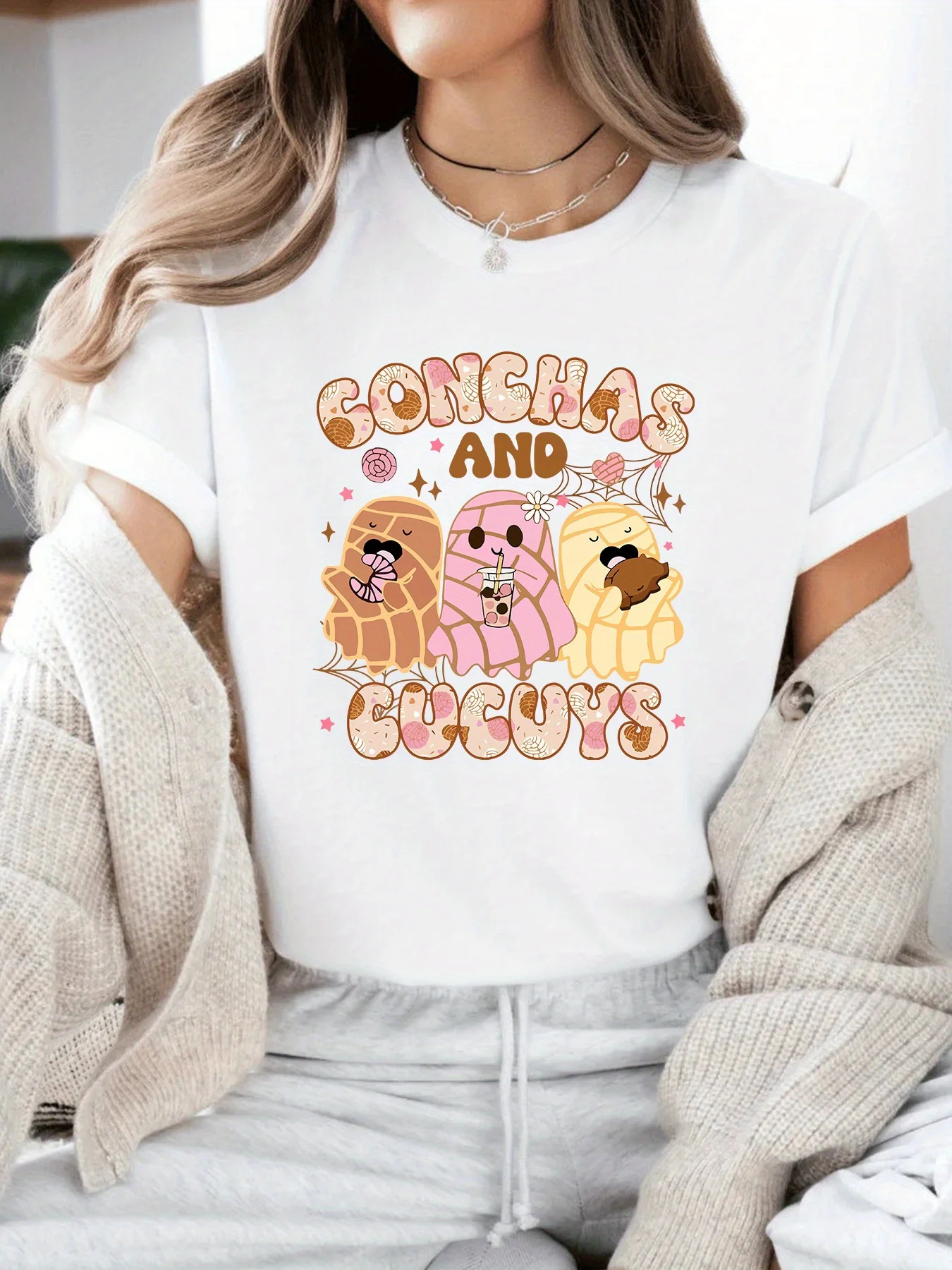 Camisa de fantasma mexicano de Conchas y Cucuys, linda camiseta de fantasma de Halloween, camiseta divertida de moda, camiseta de vibraciones espeluznantes, camisa unisex