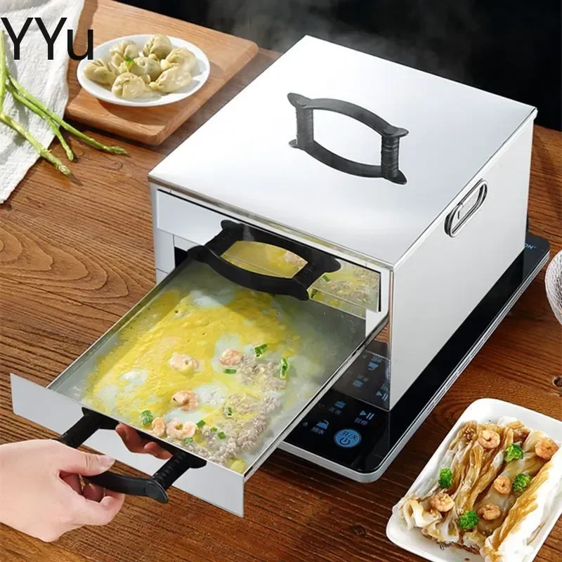 for Stainless Steel Rice Noodle Steamer Machine Household Mini Rice Roll Maker Tool Guangdong Style Steaming Box Plate