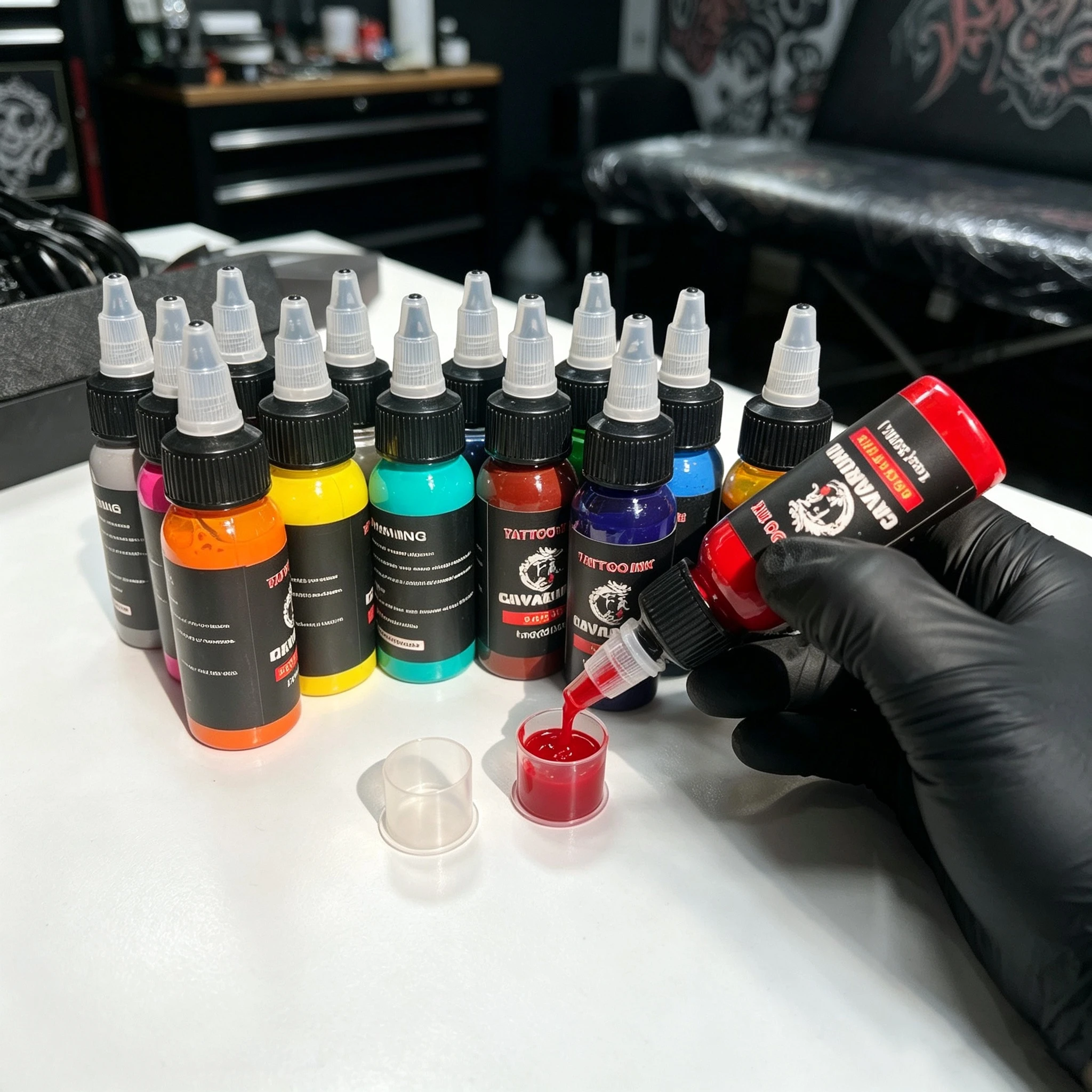 One 30ML Tattoo Ink Pigment Set Black White with Ink Caps For Body Art Tattoo Kits Semi-Permanent Beauty Makeup Paints Supply