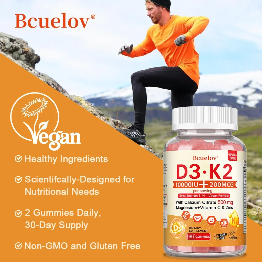 

Витамин D3 + K2 жевательные конфеты поддерживают кость, суставы, иммунитет, стоматологические и здоровье кожи и способствуют здоровую функцию мышц, без GMO