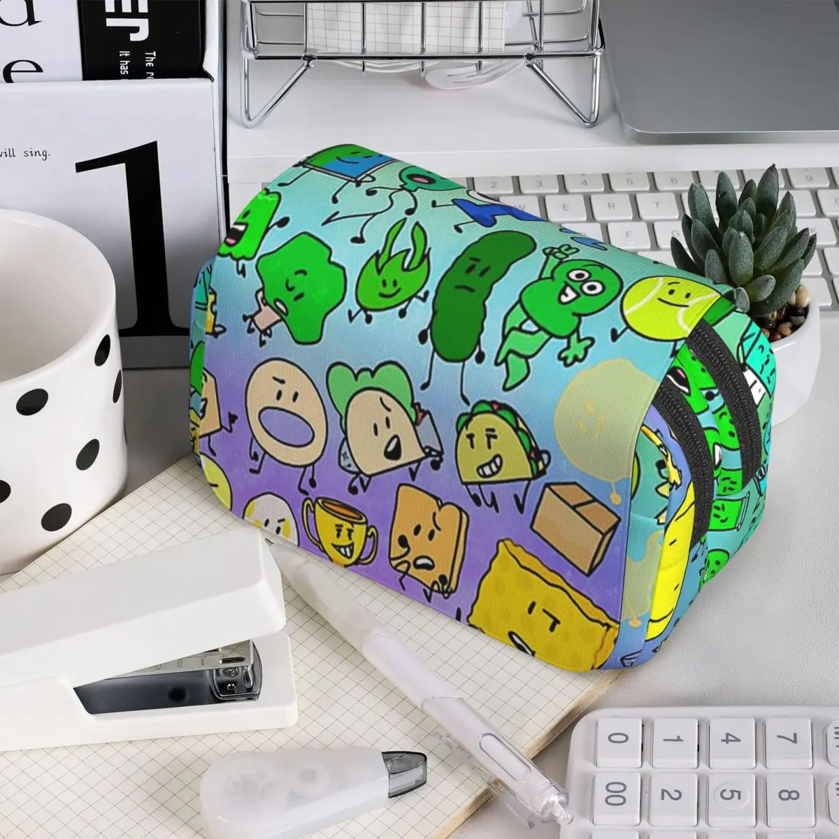 

Пенал BFDI Inanimate Insanity с персонажами (Радуга) для мальчиков и девочек, школьный пенал-коробка, сумка для ручек, держатель для ручек