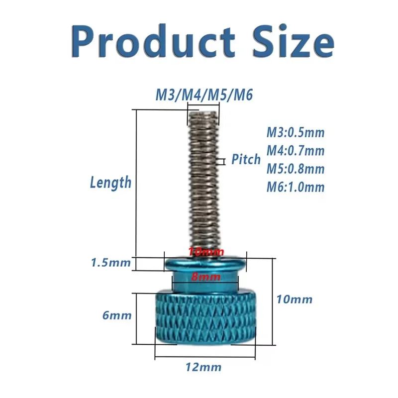 Aluminum Thumb Screw M5 Step Bolts 5~100mm Aluminum Alloy Handle Stainless Steel Screw