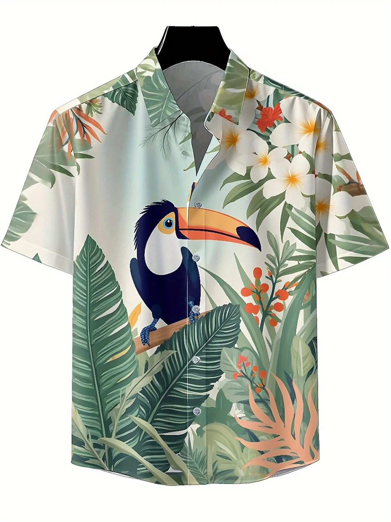 Men's Plus Size Hawaiian Shirts Tropical Rainforest Adventure Pattern,Unisex Baggy Aloha Shirts,summer Alternative Clothing