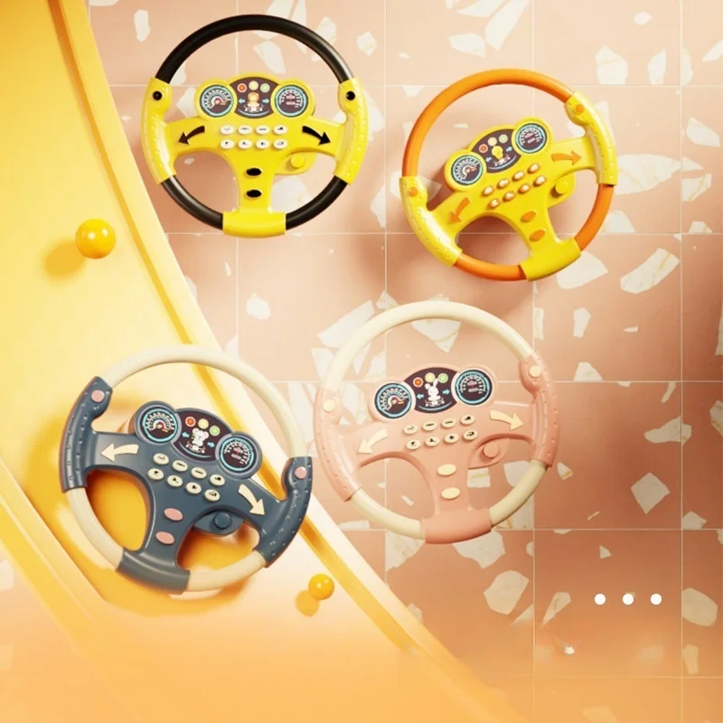 Kids Pretend Steering Wheel Toy, Driving Simulation with Sound Light, Educational Interactive Play Toy for Toddlers Boys Gir