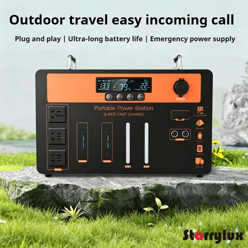 

220V Portable Power Station Large Capacity Lithium Battery for Camping Road Trip Night Market Emergency Backup