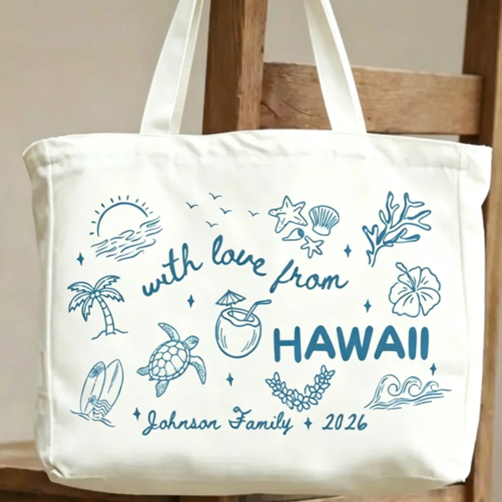 Personalized Family Trip Tote Bag Custom Reusable Vacation Tote Tropical Beach Travel Bag Matching Family Tote For Vacation